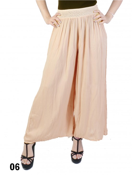 Solid Color Wide-Leg Full-length Pants